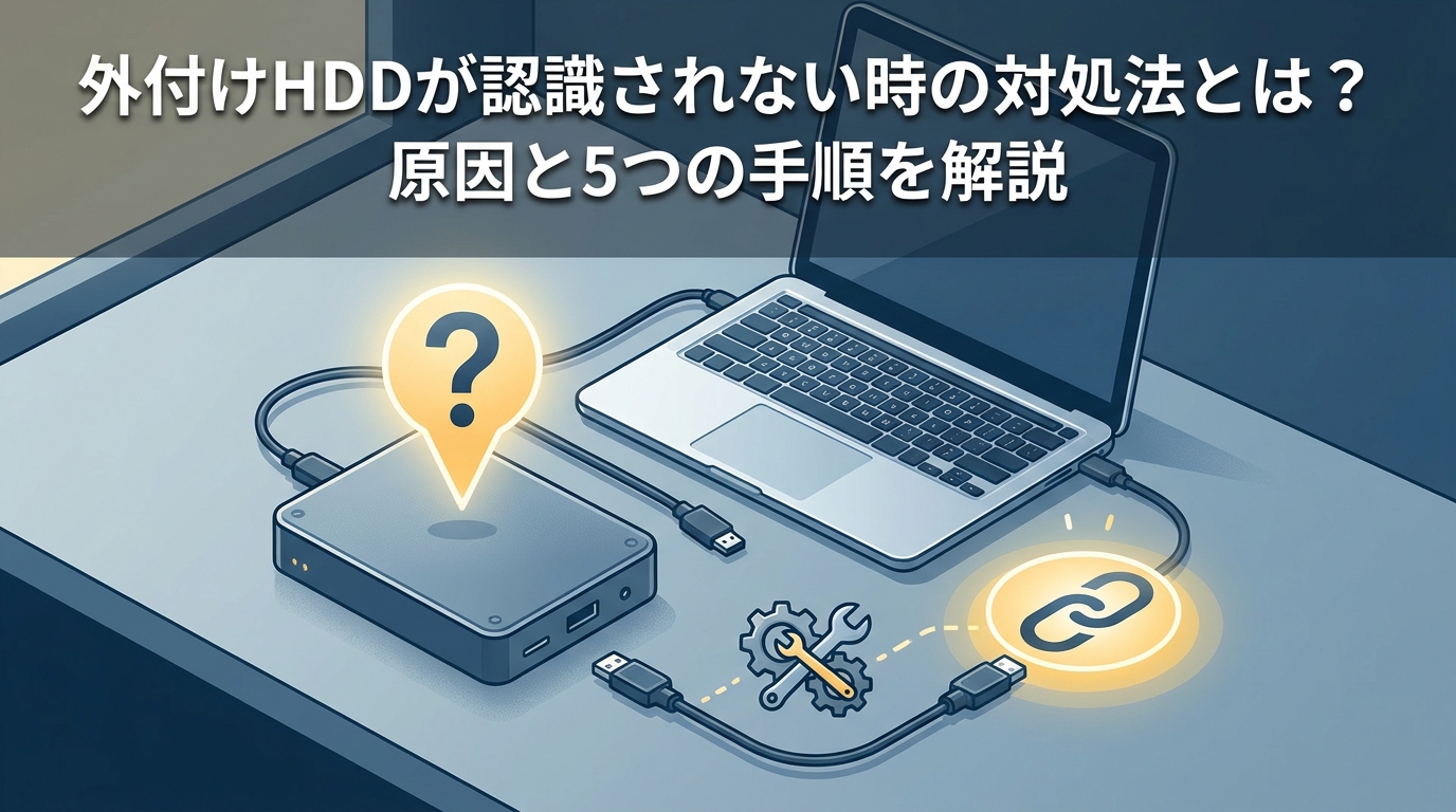 外付けHDDが認識されない時の対処法とは？原因と5つの手順を解説
