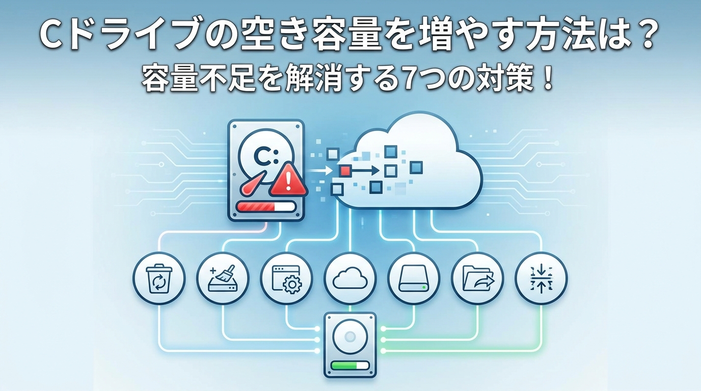 Cドライブの空き容量を増やす方法は?容量不足を解消する7つの対策!